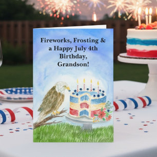 Enkelkind 4. Juli Geburtstag Weißkopfseeadler & Ku Karte