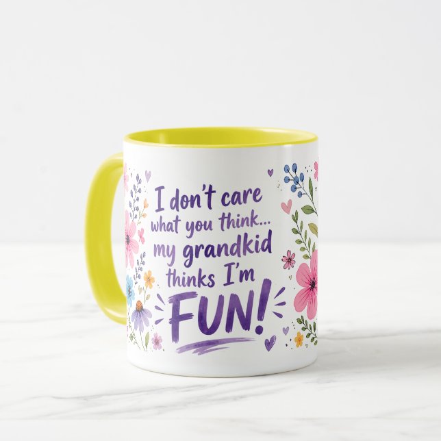 Enkelkind denkt, ich bin LUSTIG!  Tasse (Vorderseite Links)