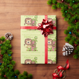 Enkelkind erster Geburtstag Süßer Löwe Geschenkpap Geschenkpapier