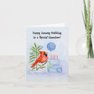 Enkelkind Frohen Januar-Geburtstag Kardinal-Torte Karte