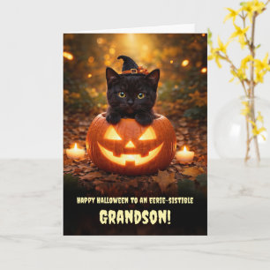 Enkelkind Frohes Halloween Süße schwarze Katze Karte