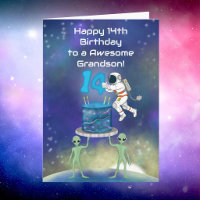 Enkelkind Glücklicher 14. Geburtstag Astronaut mit