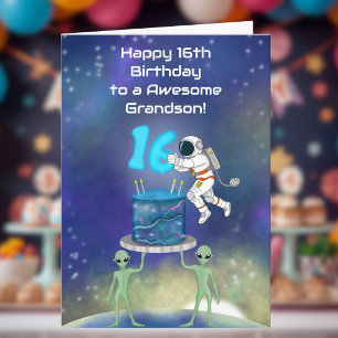 Enkelkind Glücklicher 16. Geburtstag Astronaut mit Karte