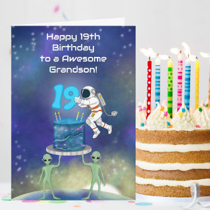 Enkelkind Glücklicher 19. Geburtstag Astronaut mit Karte