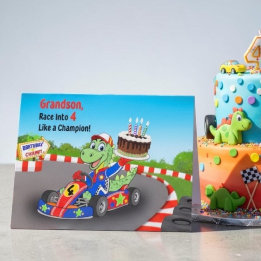 Enkelkind Glücklicher 4. Geburtstag Dinosaurier-Re Karte