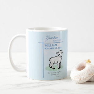 Enkelkind-Taufe Blau Lamm Personalisiert Kaffeetasse