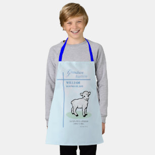 Enkelkind-Taufe Blau Lamm Personalisiert Schürze