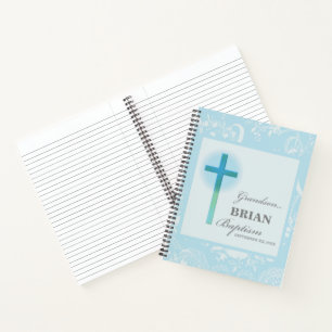 Enkelkind-Taufe Blaue Spitze Personalisiert Notizbuch