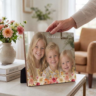 Enkelkinder machen das Leben großartig - Blumiges Fotoplatte