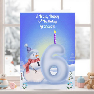 Enkelsohn 6. Geburtstag Schneemann Schnee  Karte