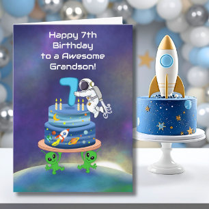 Enkelsohn Glücklicher 7. Geburtstag Astronaut mit  Karte