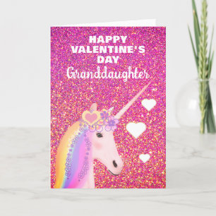 Enkeltochter Unicorn Valentinstag Glitzer Name Feiertagskarte