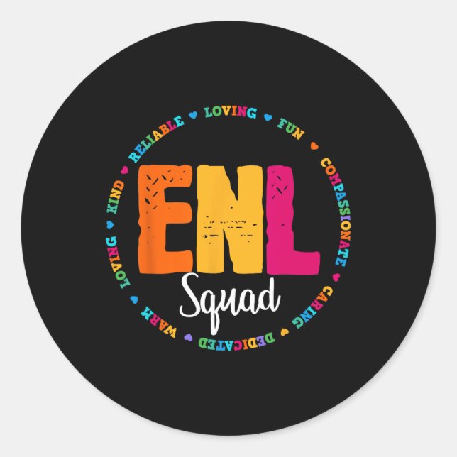 Enl Squad Teacher English New Language Squad Team  Runder Aufkleber (Vorderseite)
