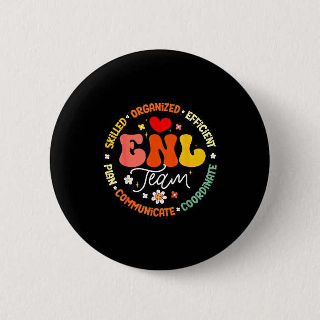 Enl Team Teacher English New Language Squad Crew  Button (Vorderseite)
