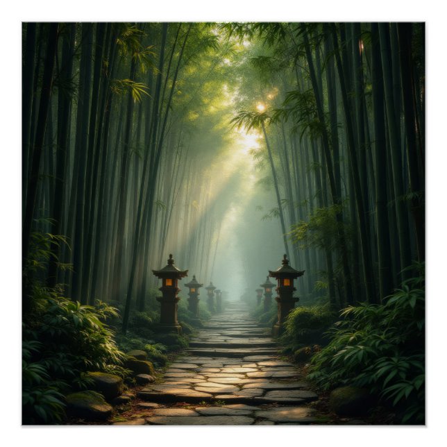 Enlightened Path: The Bamboo Forest Sanctuary Poster (Vorderseite)