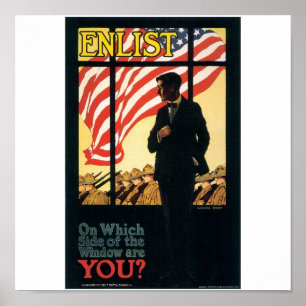 "Enlist" Altes US-Militärposter um 1917 Poster