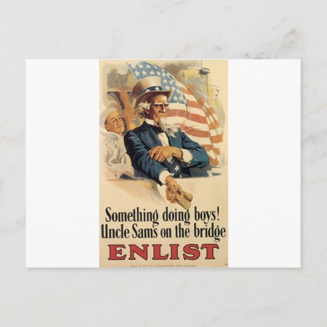 "Enlist" Altes US-Militärposter um 1917 Postkarte (Vorderseite)