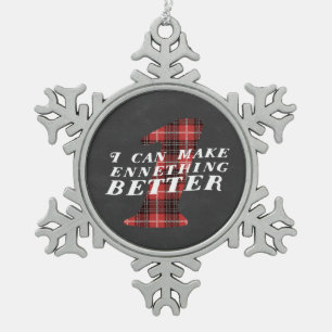 Enneagram lustige 1 Schneeflocke-Verzierung Schneeflocken Zinn-Ornament