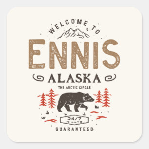Ennis Alaska Town Quadratischer Aufkleber