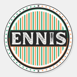 Ennis City Pride Emblem – Irish Identity Runder Aufkleber