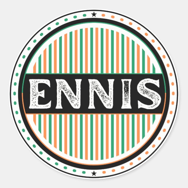 Ennis City Pride Emblem – Irish Identity Runder Aufkleber (Vorderseite)