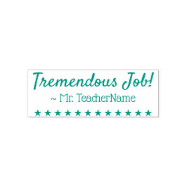 "Enorme Arbeit!" + Lehrerin Name Gummi Briefmarke Permastempel