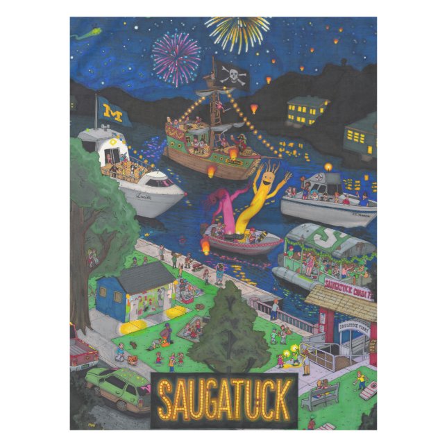 ENORME Saugatuck (Nacht) Baumwolltischdecke Tischdecke (Vorderseite)