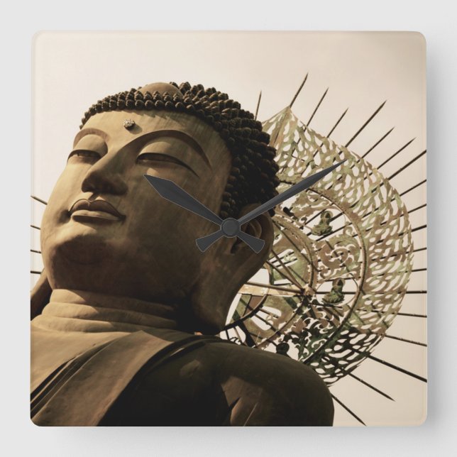 Enormer Buddha Quadratische Wanduhr (Vorderseite)