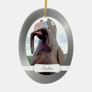 Enormer Vogel mit Wurm im Schnabel Keramikornament