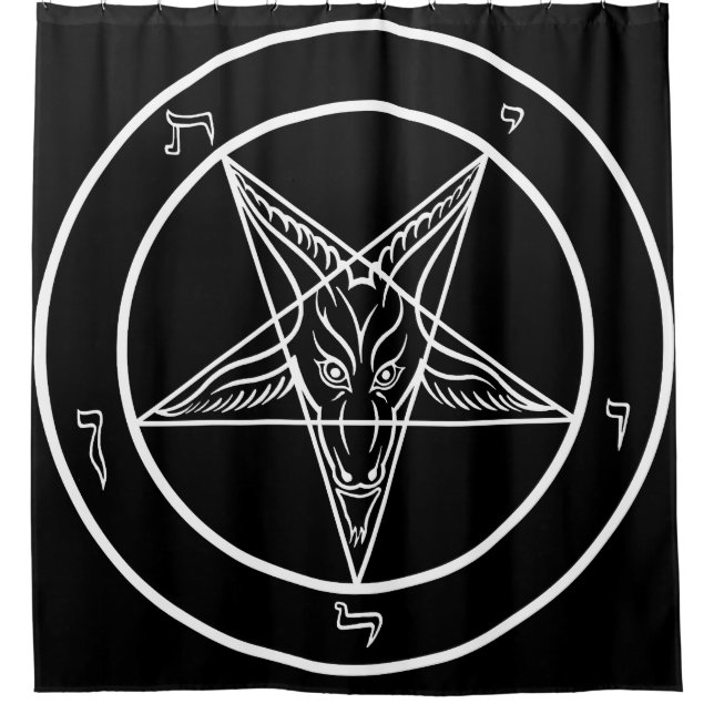 Enormes 6' x6 Baphomet Fahne Duschvorhang (Vorderseite)