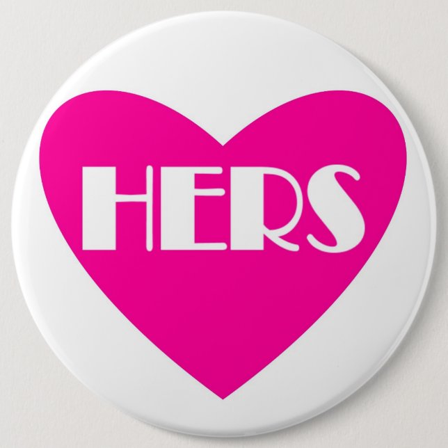Enormes rosa Weiß ihrs Hochzeitstitelknopf Button (Vorderseite)