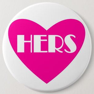 Enormes rosa Weiß ihrs Hochzeitstitelknopf Button