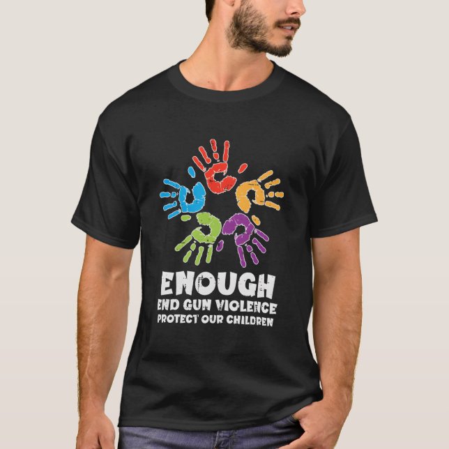 Enough End Gun Violence Protect Our Children Orang T-Shirt (Vorderseite)