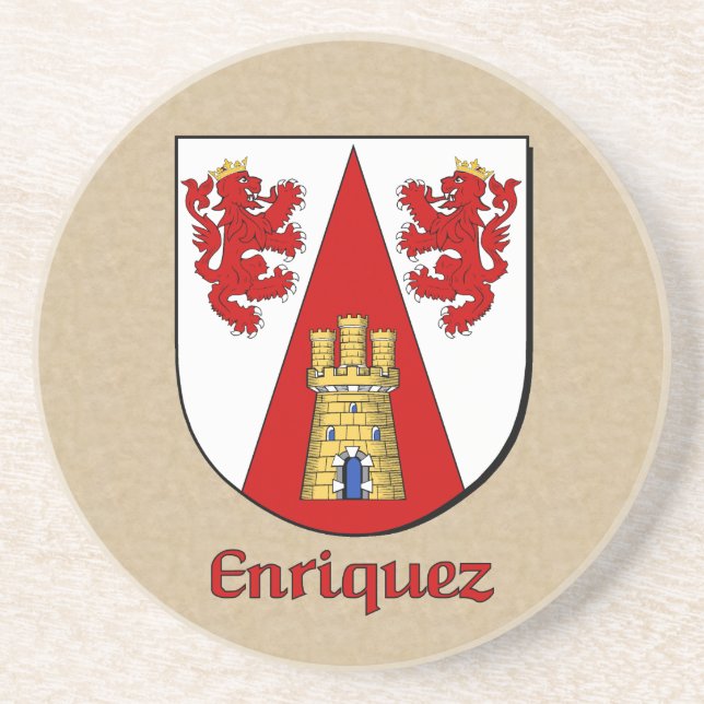 Enriquez Heraldic Shield Sandstein Untersetzer (Vorne)