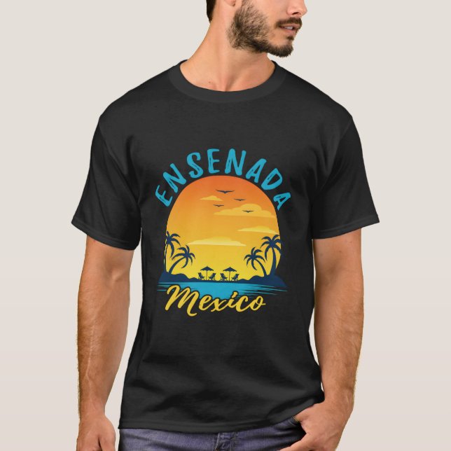 Ensenada Mexico Palm Trees Orange T-Shirt (Vorderseite)