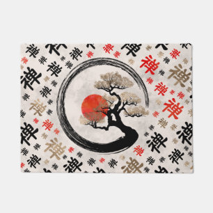 Enso Circle Bonsai Tree on Zen Symbol Muster Fußmatte