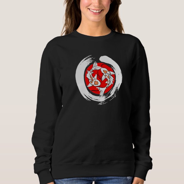 Enso Circle Koi Fish Japanisch Art Ukiyo-E Yin Yan Sweatshirt (Vorderseite)