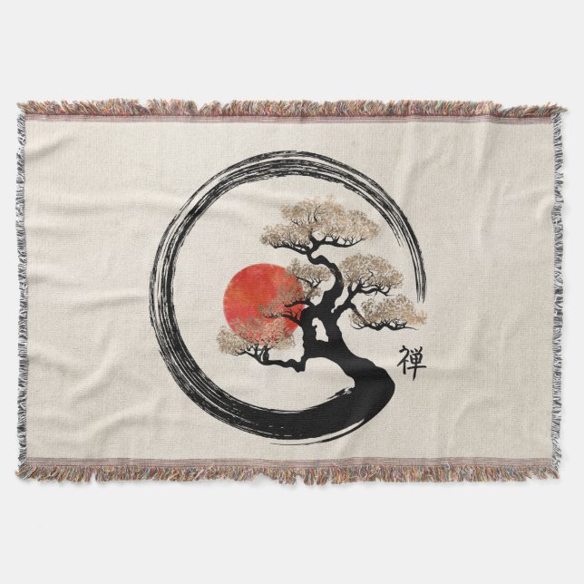 Enso Circle und Bonsai Tree auf Leinwand Decke (Vorderseite)