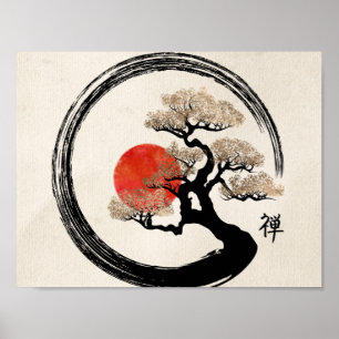Enso Circle und Bonsai Tree auf Leinwand Poster