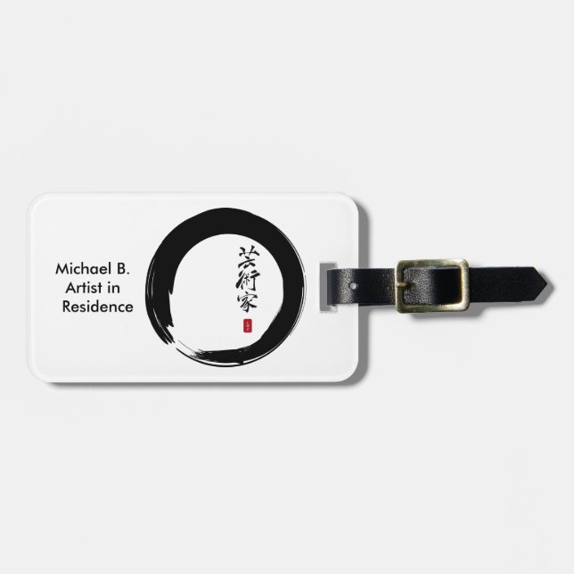 Enso Circle und Künstlerkalligraphie Gepäckanhänger (Vorderseite horizontal)