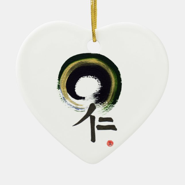 Enso - Kanji für Wohlwollen Keramik Ornament (Vorne)