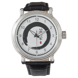 Enso Kreis und Künstler-Kalligraphie Armbanduhr