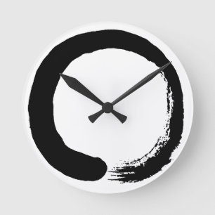 Enso Kreis-Zen-Kalligraphie Runde Wanduhr