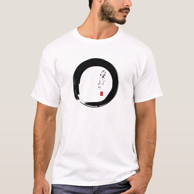 Enso mit Kanji "Mit Liebe" T-Shirt (Vorderseite)