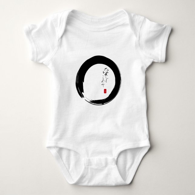 Enso mit "mit Liebe" Kanjitext Baby Strampler (Vorderseite)