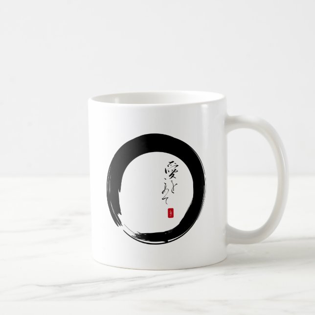 Enso mit "mit Liebe" Kanjitext Tasse (Rechts)