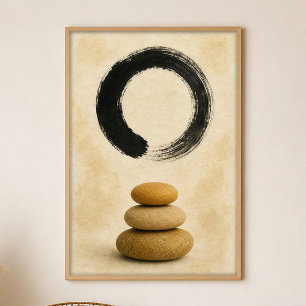 Enso Over Stones Gouache Boho Art Poster