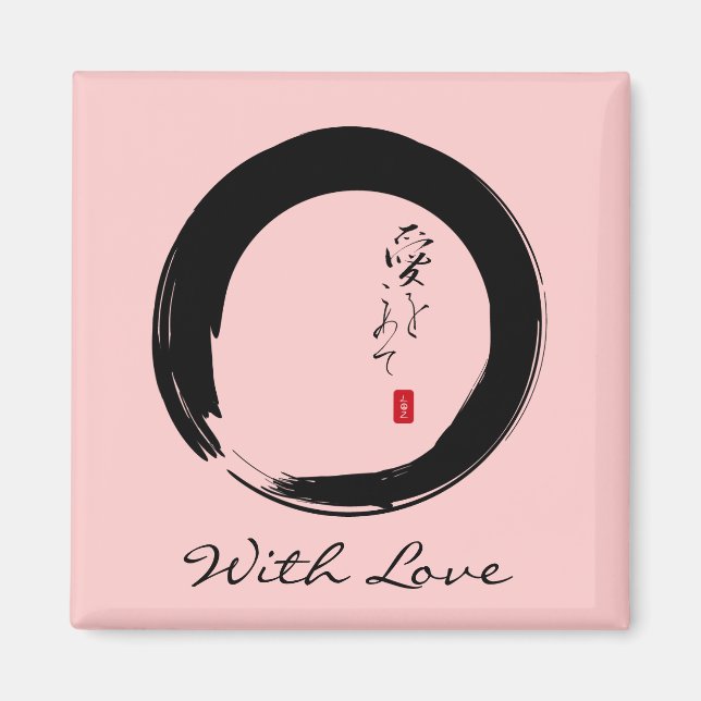 Enso with "With Love" kanji text Magnet (Vorne)
