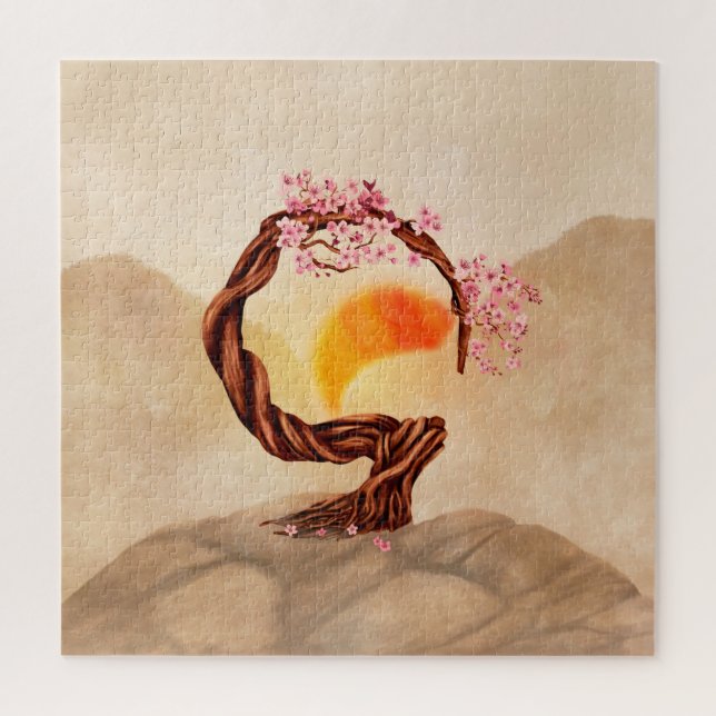 Enso Zen Blossoming Sakura Bonsai Puzzle (Vertikal)