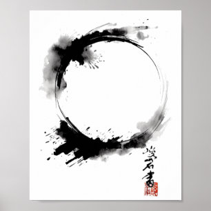 Enso Zen Buddhismus Kreis Meditation Yoga Poster
